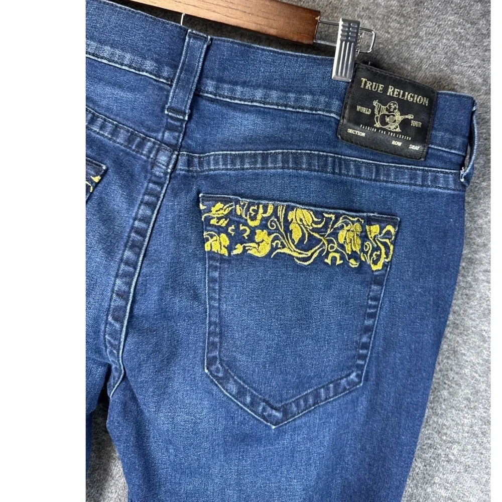 True Religion Mens Rocco No Flap SN Slim Fit Jeans Blue Gold Baroque Size 38 EUC